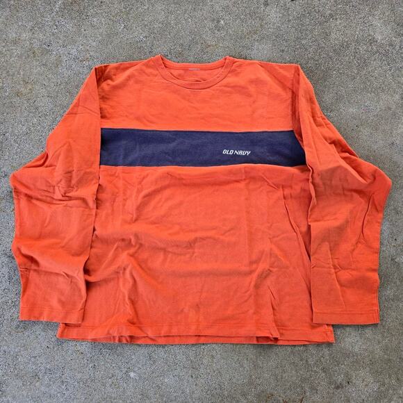 Vtg Y2k Old Navy Small Logo Colorblock Two Tone Lightweight Sweatshirt XL - Picture 1 of 4